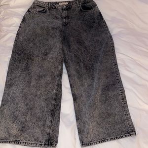 ASOS high rise jeans in black acid wash